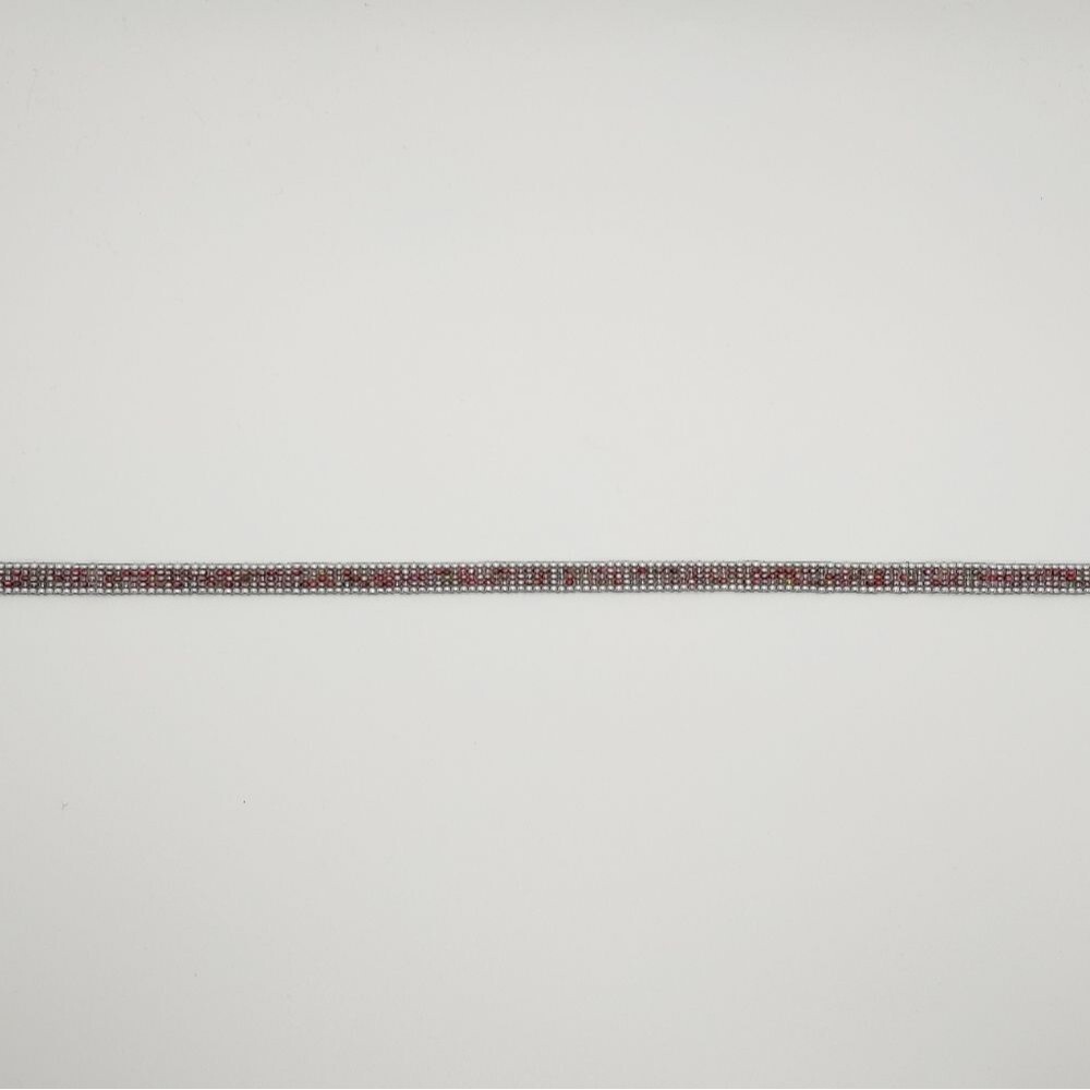 Loom Beaded Choker Necklace Silver w/ Red - Picture 3 of 5